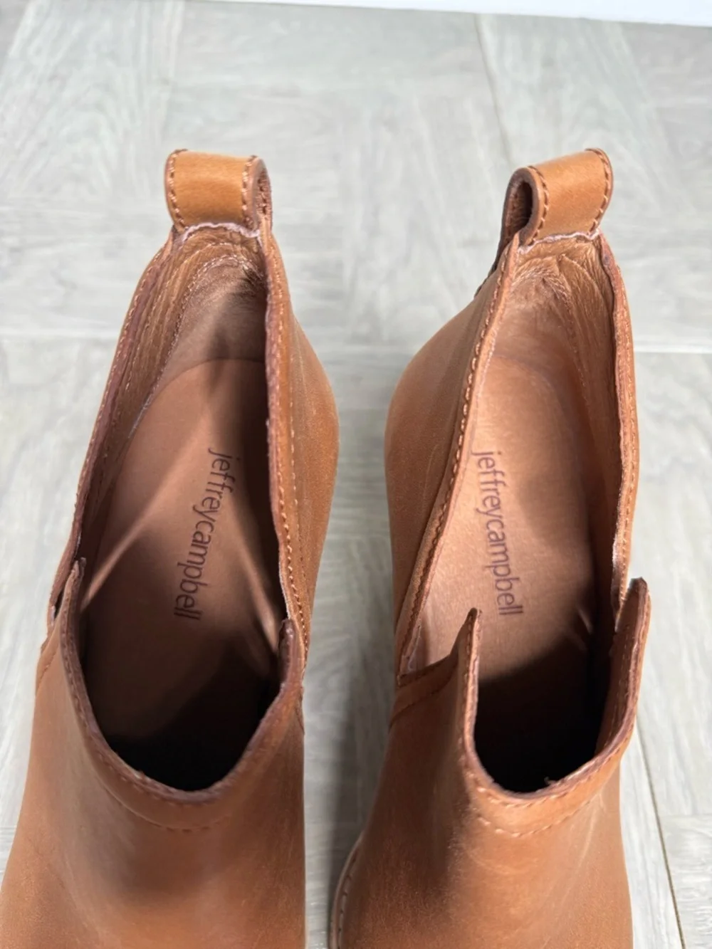 Jeffrey Campbell Rosalee Brown Leather Heeled Bootie 8 1/2